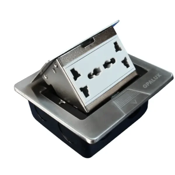 TOMA CORRIENTE P/MUEBLE DOBLE “OPALUX”  COLOR GRIS